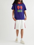 GUCCI - Straight-Leg Striped Logo-Jacquard Tech-Jersey Drawstring Shorts - White