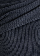 Helmut Lang Draped Ribbed Wool-blend Jumper Navy