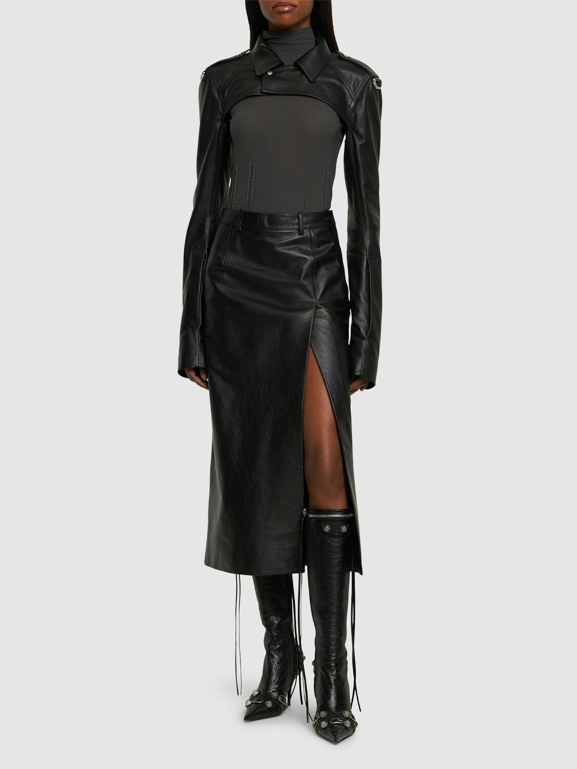 rick owens リックオウエンス　ボレロ　アウター RICK OWENS - Cropped Leather Bolero Jacket Rick Owens