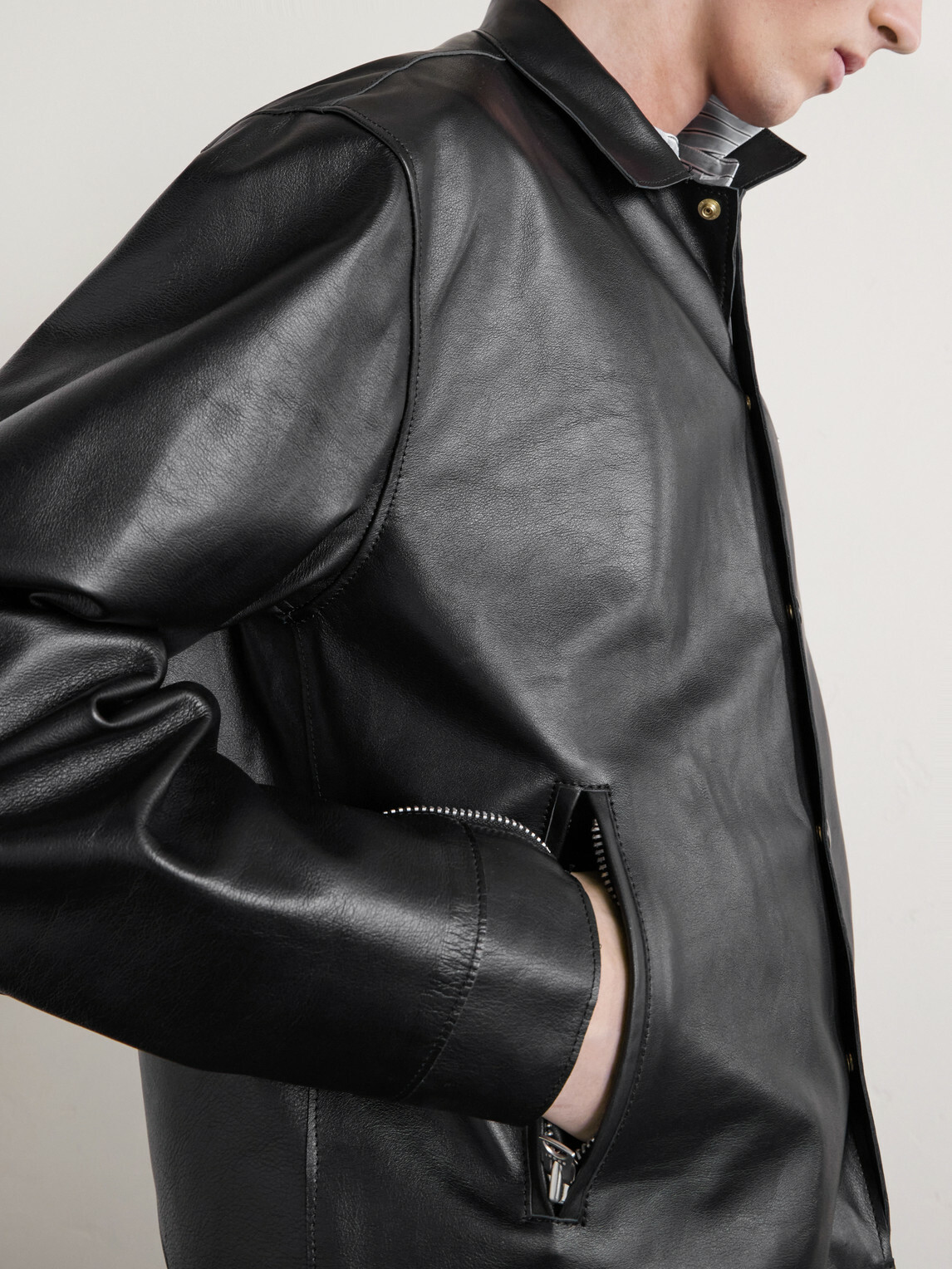 Sacai - Layered Leather Blouson Jacket - Black Sacai