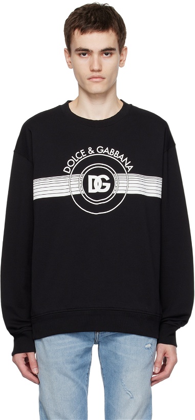 Photo: Dolce & Gabbana Black Printed Sweatshirt