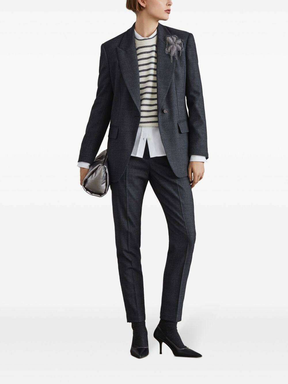 Veste Smoking Homme Brunello Cucinelli - Soie & Laine Vierge, 2 Tons, Taille 46 (36US) - Neuf Étiqueté
