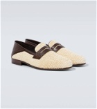 Manolo Blahnik Padstow leather-trimmed raffia loafers