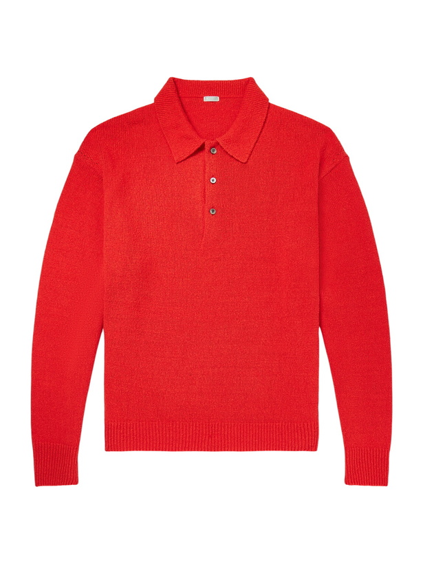 Photo: A.PRESSE - Washed Silk Polo Shirt - Red
