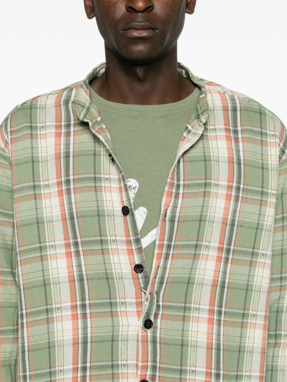 Greg Lauren Green Army Plaid Studio Shirt Greg Lauren