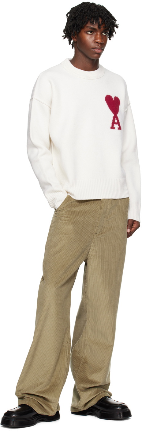 AMI Paris Off-White Ami De Cœur Sweater AMI AMI Paris Off-White Ami De Cœur Sweater AMI