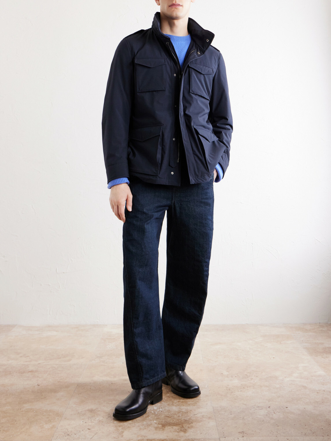 Herno - Four Pockets Woven Jacket - Blue
