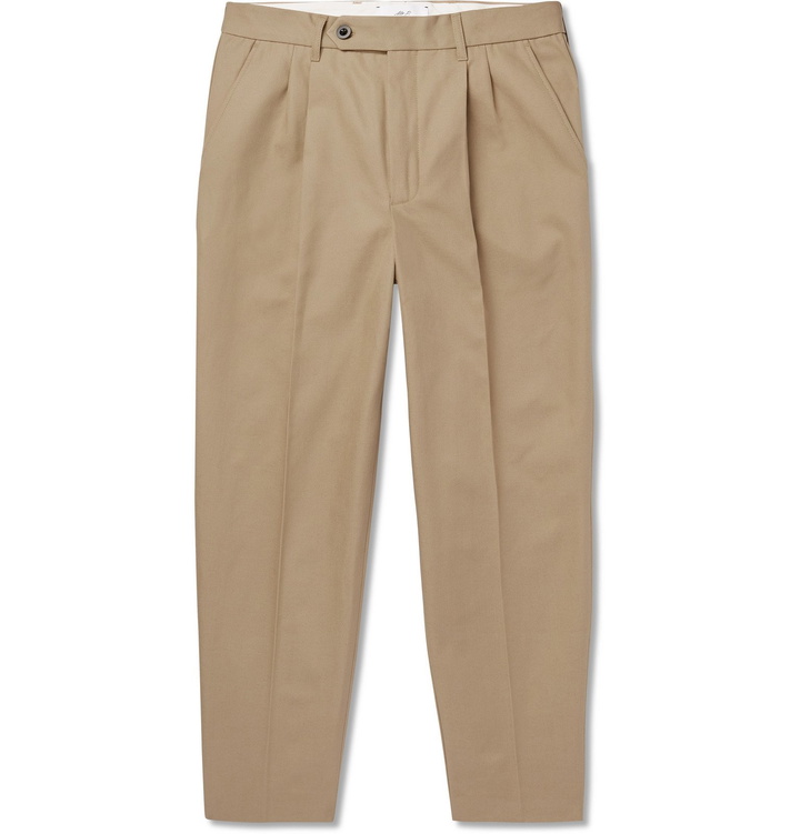 Photo: Mr P. - Slim-Fit Tapered Pleated Cotton-Twill Trousers - Brown