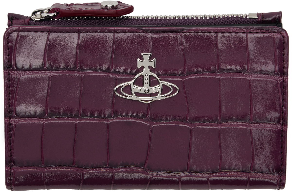 Vivienne Westwood Purple Crocodile Slim Flap Card Holder