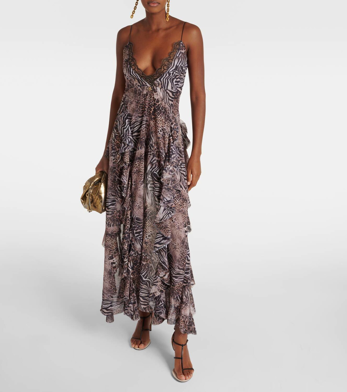 Bananhot Susan leopard-print ruffled maxi dress Bananhot