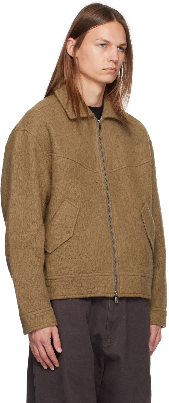 lesugiatelier Brown Wool Bomber Jacket