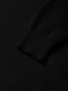 THE ROW - Daniel Ribbed Cashmere Mock-Neck Sweater - Black