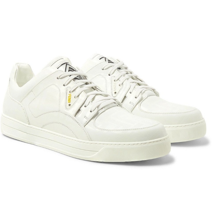 Photo: Fendi - Logo-Print Leather Sneakers - Men - White