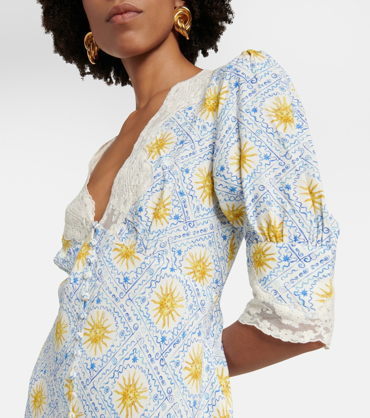 RIXO リキソー ブランド ワンピース Simone lace-trimmed 990355 Rixo Simone lace-trimmed printed midi dress Rixo