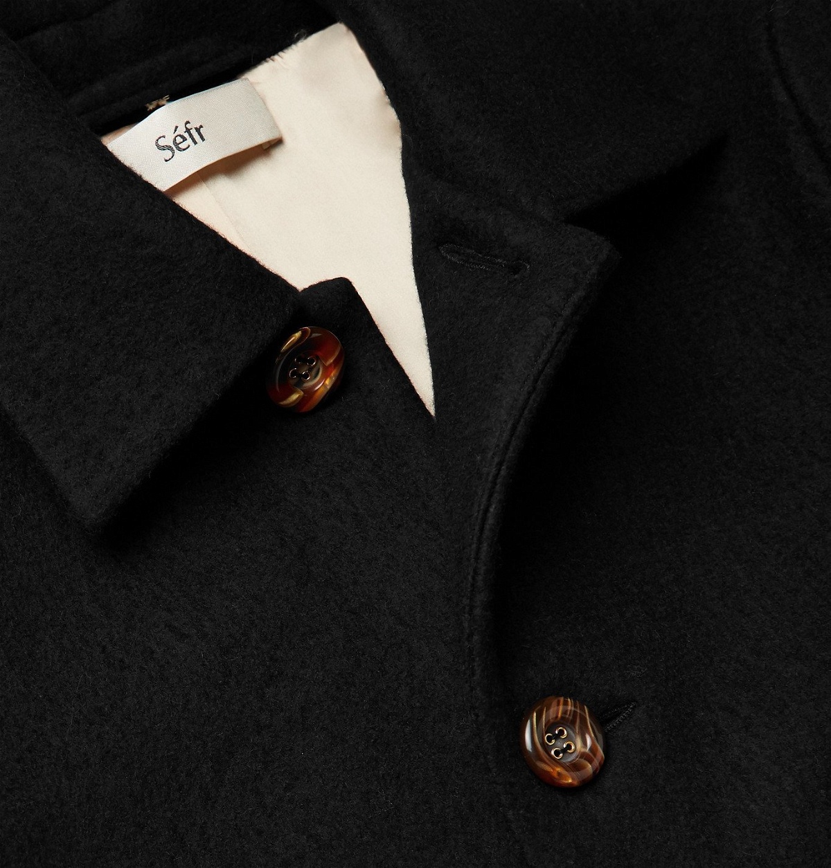 Séfr - Ian Brushed Virgin Wool and Cashmere-Blend Coat - Black Séfr