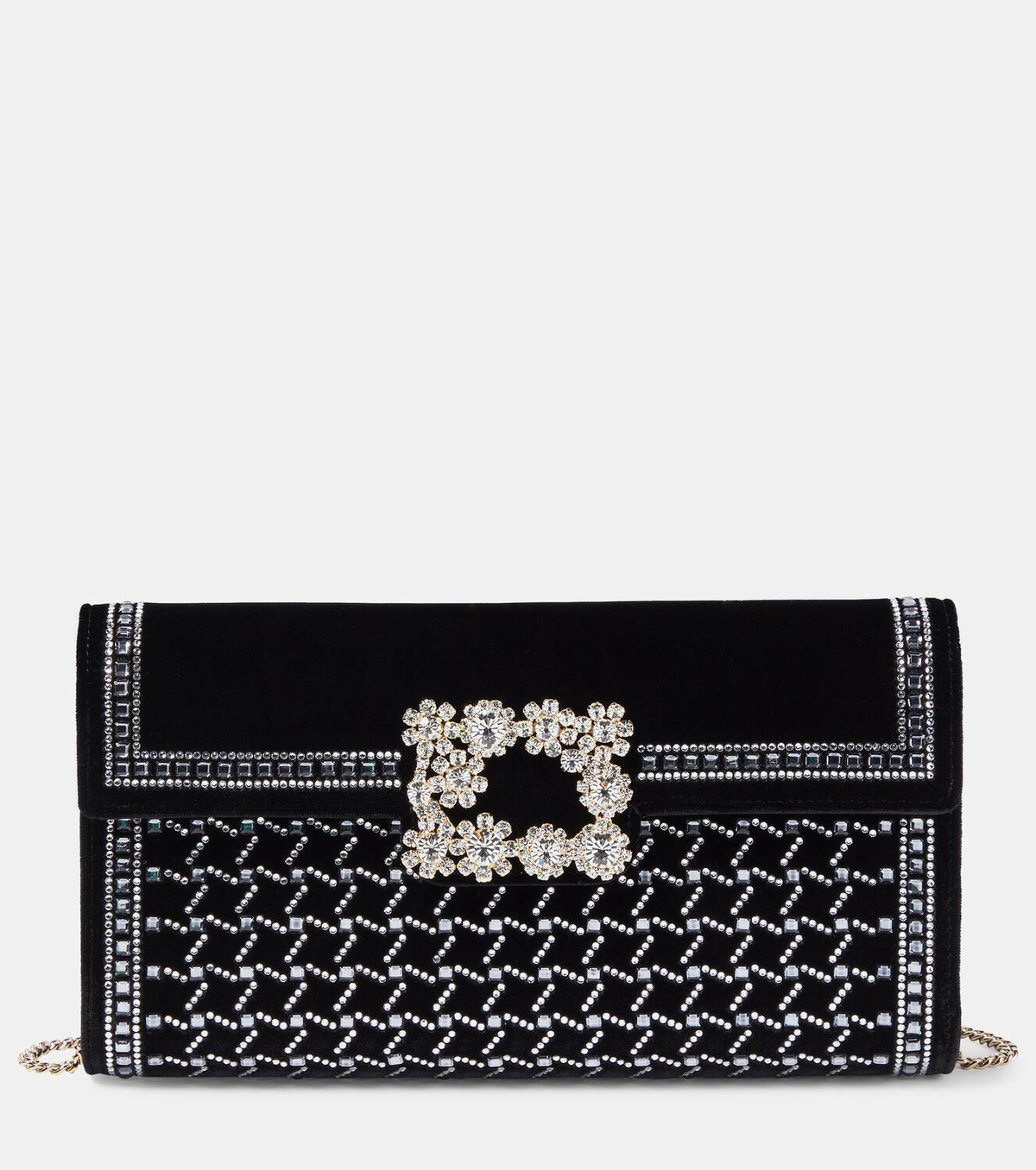 Anthea Crystal-Embellished Velvet Clutch