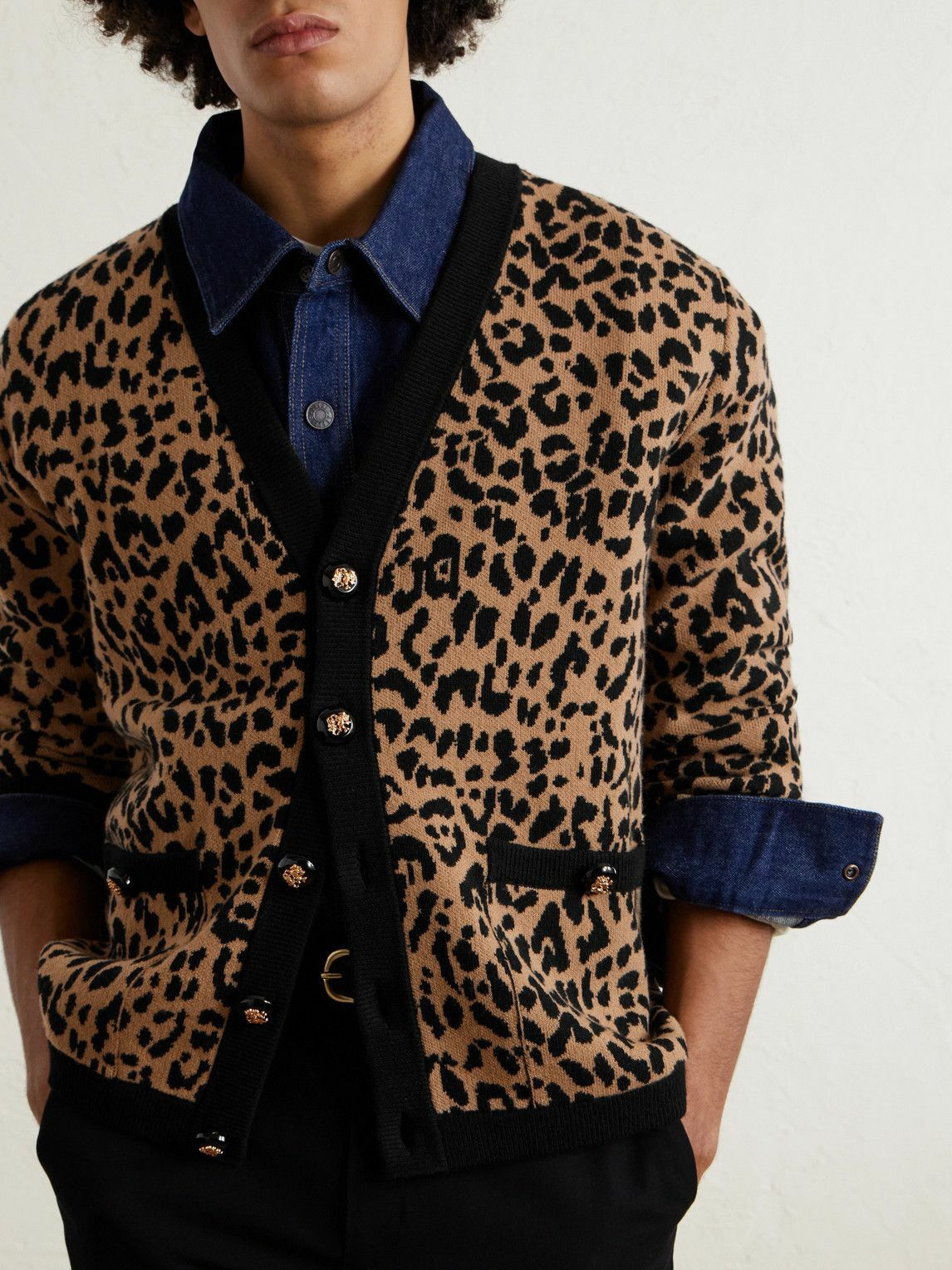 Valentino Garavani - Leopard-Jacquard Knit Wool Cardigan - Brown