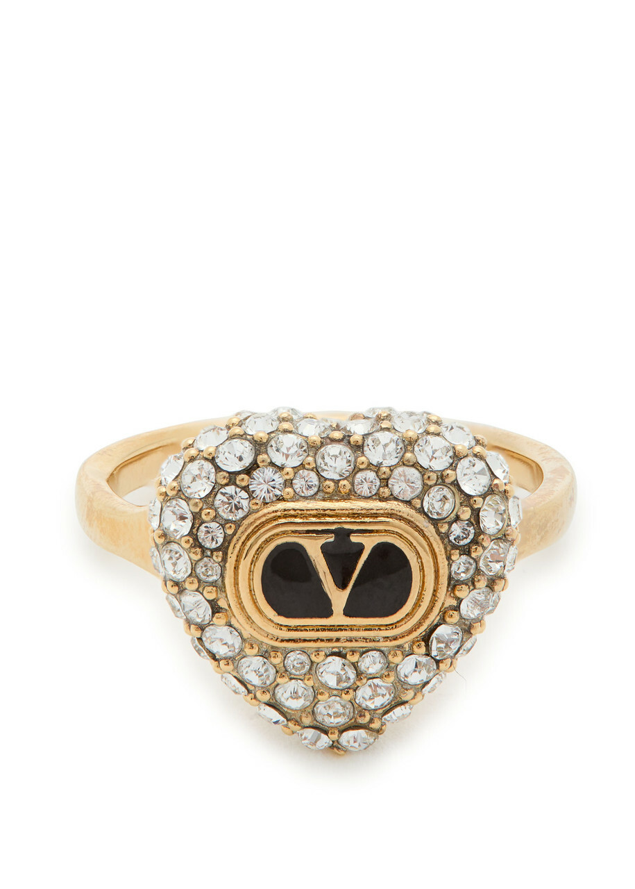 Valentino Garavani Coeur Royal Pavé Ring Gold