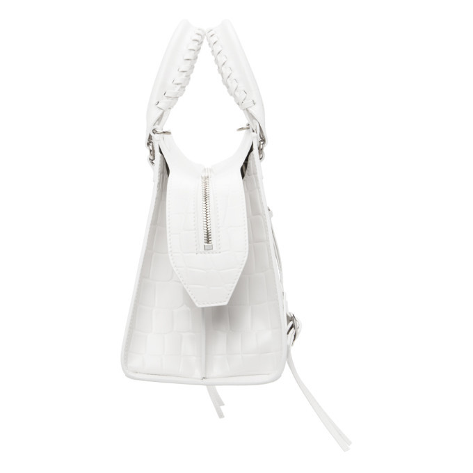 Balenciaga White Croc Small Neo Classic Top Handle Bag Balenciaga