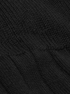 John Smedley - Ribbed Merino Wool-Blend Socks - Black