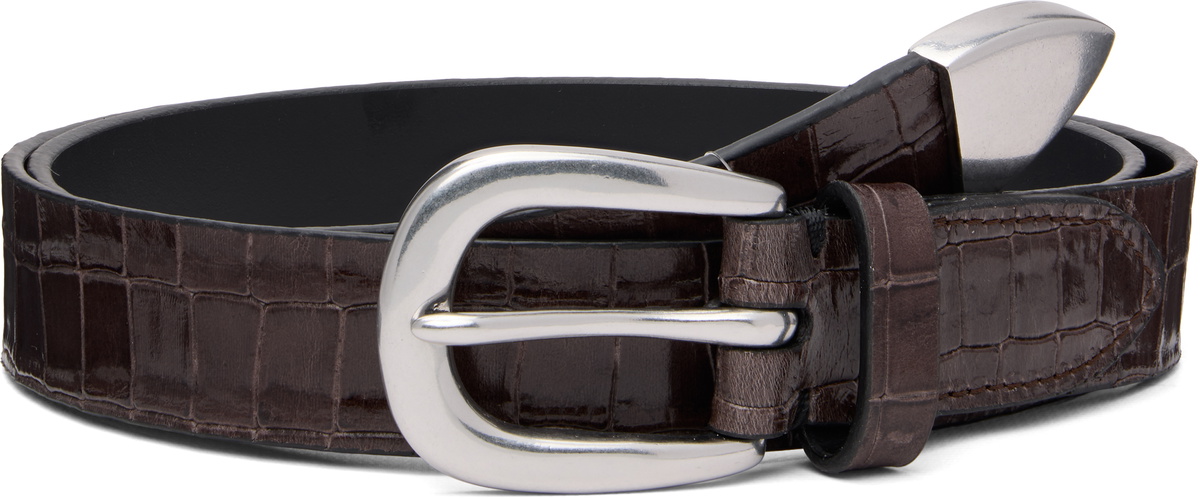 Paul Smith Brown Croc-Emboss Leather Belt