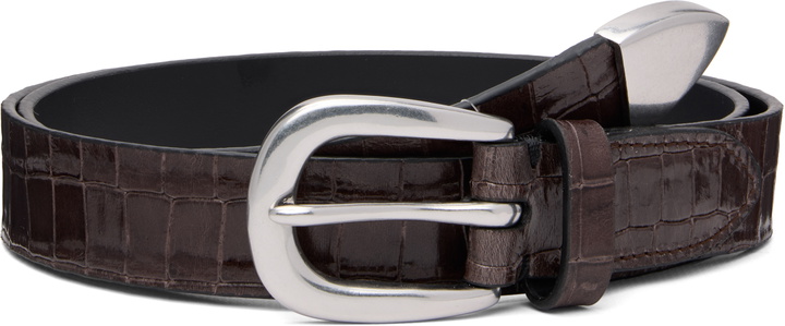 Photo: Paul Smith Brown Croc-Emboss Leather Belt