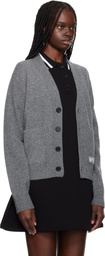 We11done Gray Pocket Logo Knit Cardigan