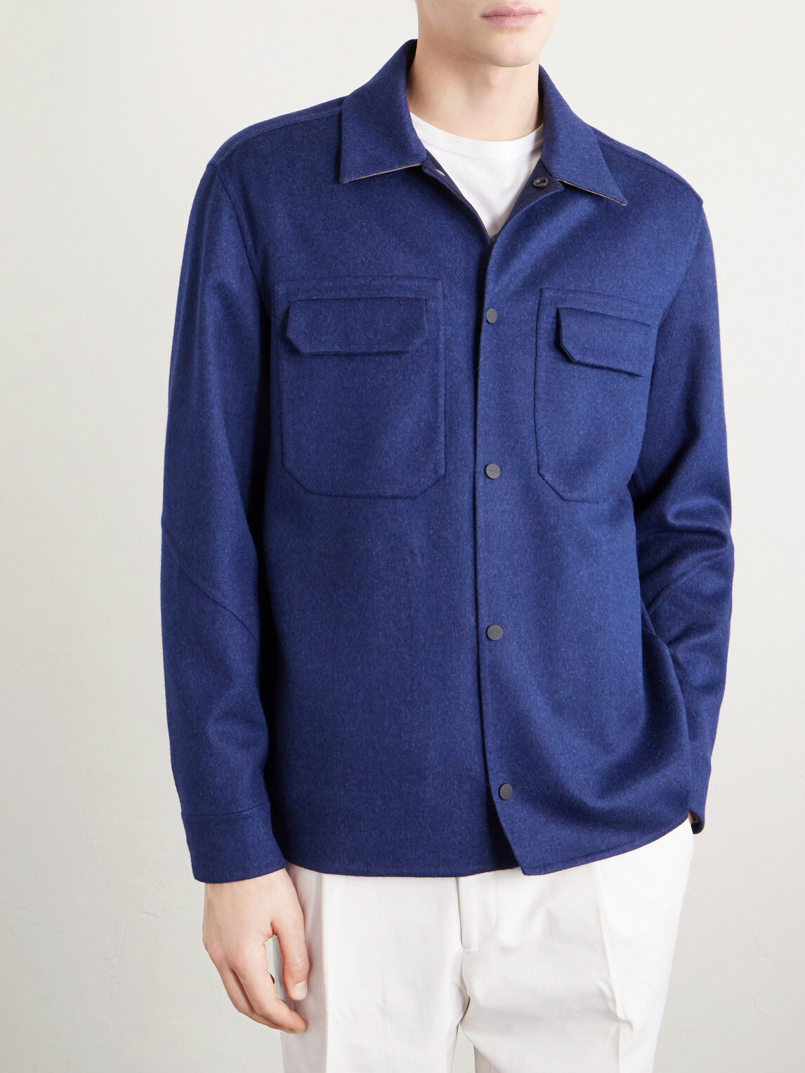 SEASE - Wool-Blend Overshirt - Blue