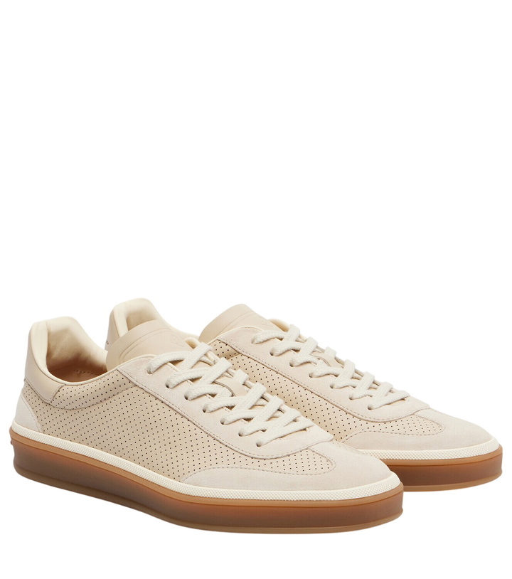 Photo: Loro Piana Tennis suede-trimmed leather sneakers