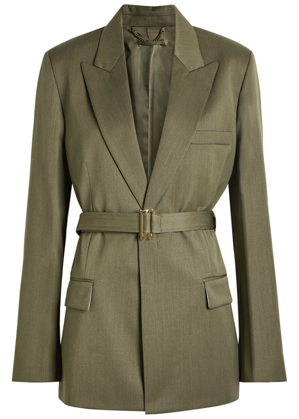 Photo: Victoria Beckham Belted Twill Blazer Sage
