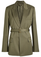 Victoria Beckham Belted Twill Blazer Sage
