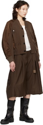 sacai Brown Nylon Twill & Knit Cardigan