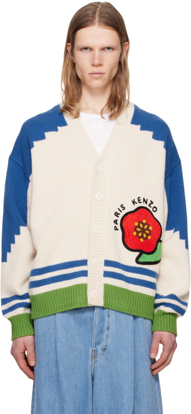 Photo: Kenzo Off-White & Blue Kenzo Paris 'KENZO Pop' Cardigan