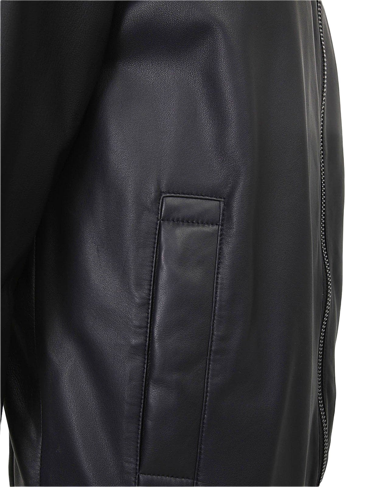 Emporio Armani Zip-up Long Sleeved Leather Jacket