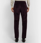 Hugo Boss - Grape Slim-Fit Tapered Cotton-Corduroy Drawstring Suit Trousers - Burgundy