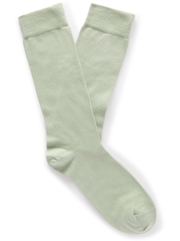 Photo: Sunspel - Stretch Cotton-Blend Socks - Green