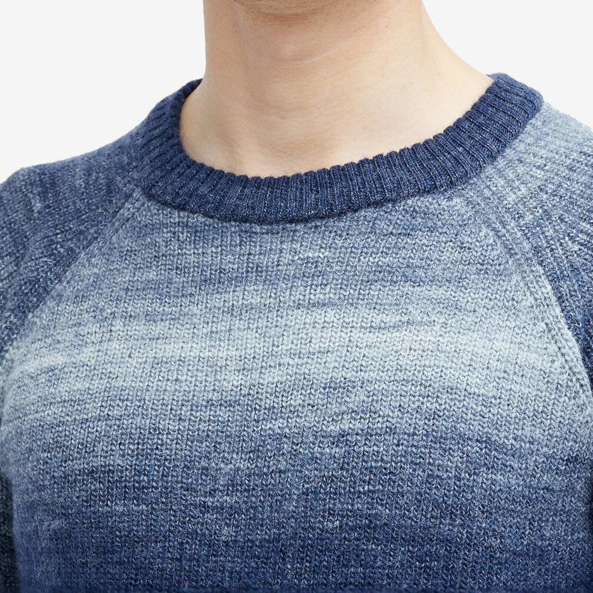 Percival Men's Patina Ribbed Crew Neck Sweater in Blue