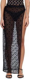 Marine Serre Black Moonogram Meshflock Cover-Up Skirt