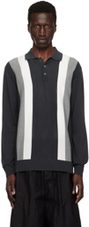 BEAMS PLUS Black Gradation Stripe Polo