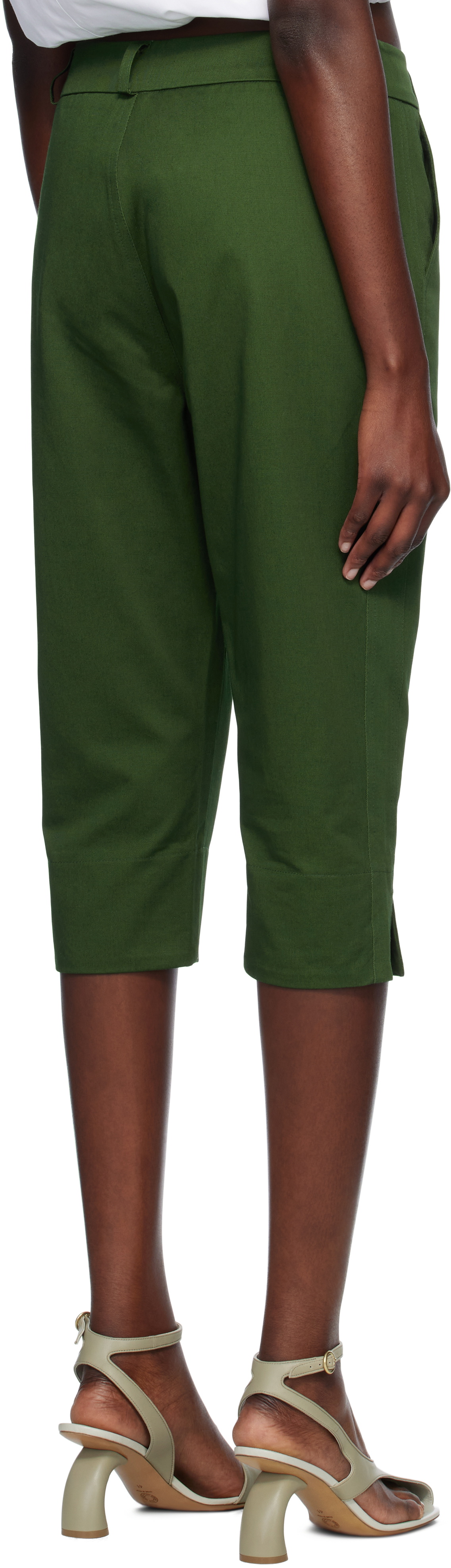 Renaissance Renaissance Green Sami Cropped Gabardine Trousers