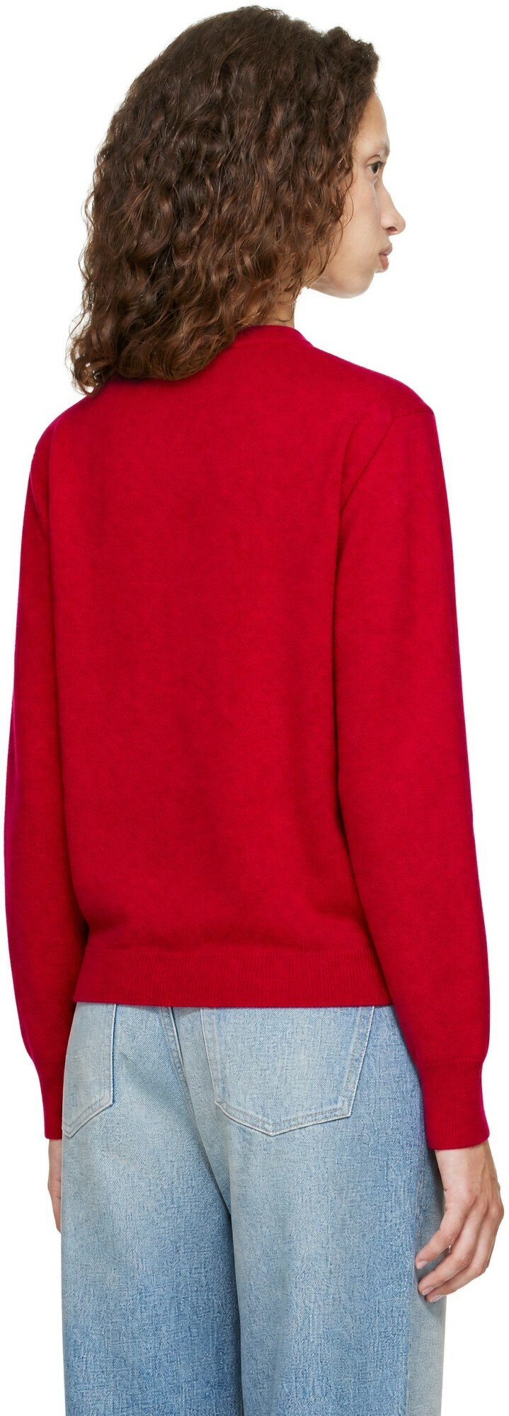 ssstein Red Extra Fine Wool Knit Crew Neck Sweater
