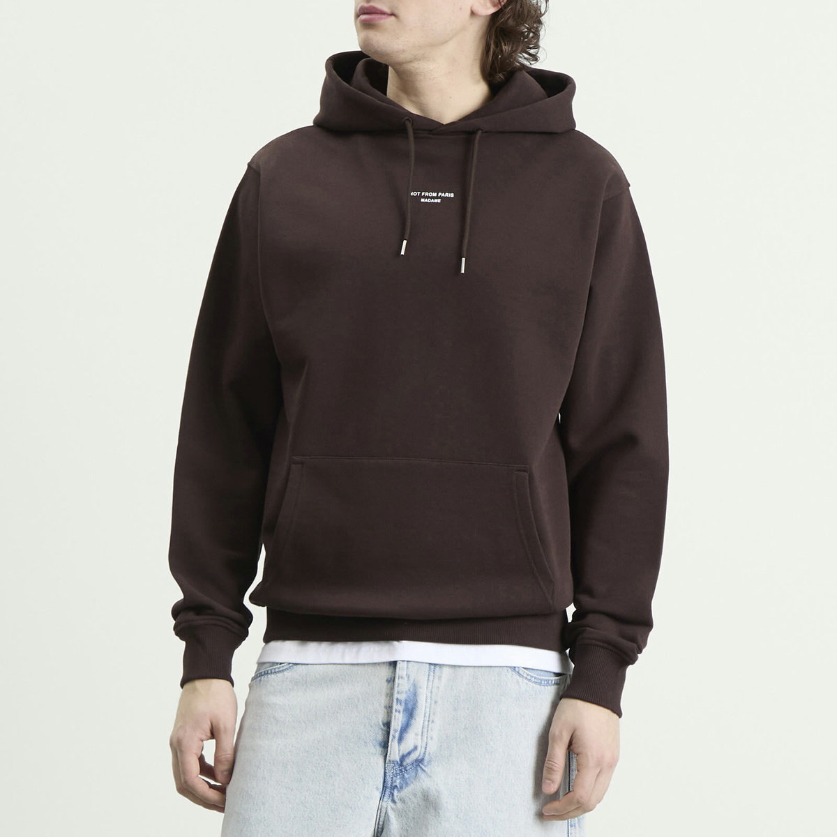Drôle de Monsieur Men's Drole De Monsieur Classic Slogan Hoodie in Dark Brown