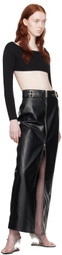 GCDS Black Belted Leather Maxi Skirt