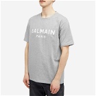 Balmain Men's Paris Logo T-Shirt in Grey Marl/White