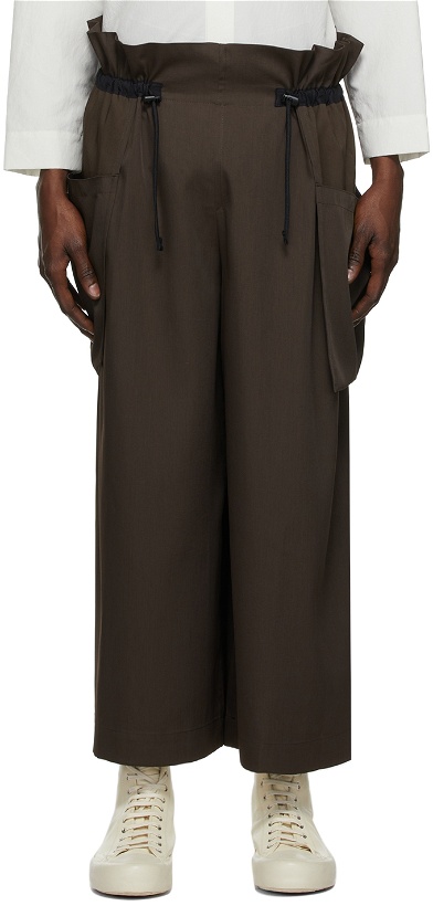 Photo: 132 5. ISSEY MIYAKE Brown String Gather Trousers