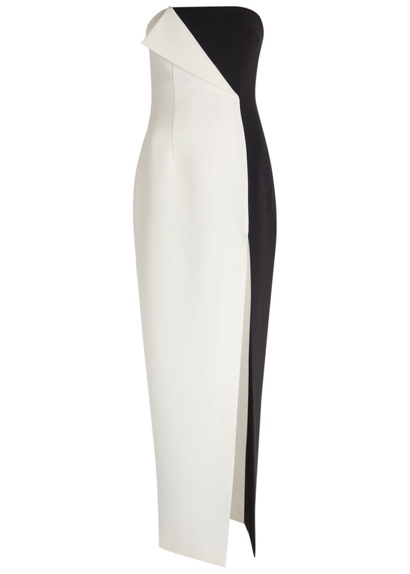Photo: Ronny Kobo River Colour-block Strapless Crepe Midi Dress Black And White