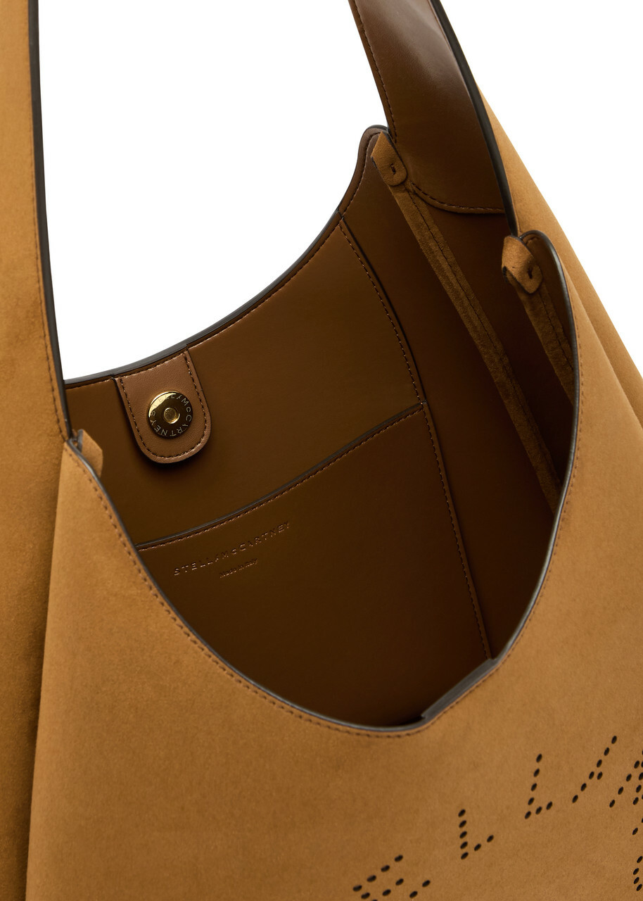 Stella Mccartney Stella Logo Faux Suede Shoulder bag - Brown