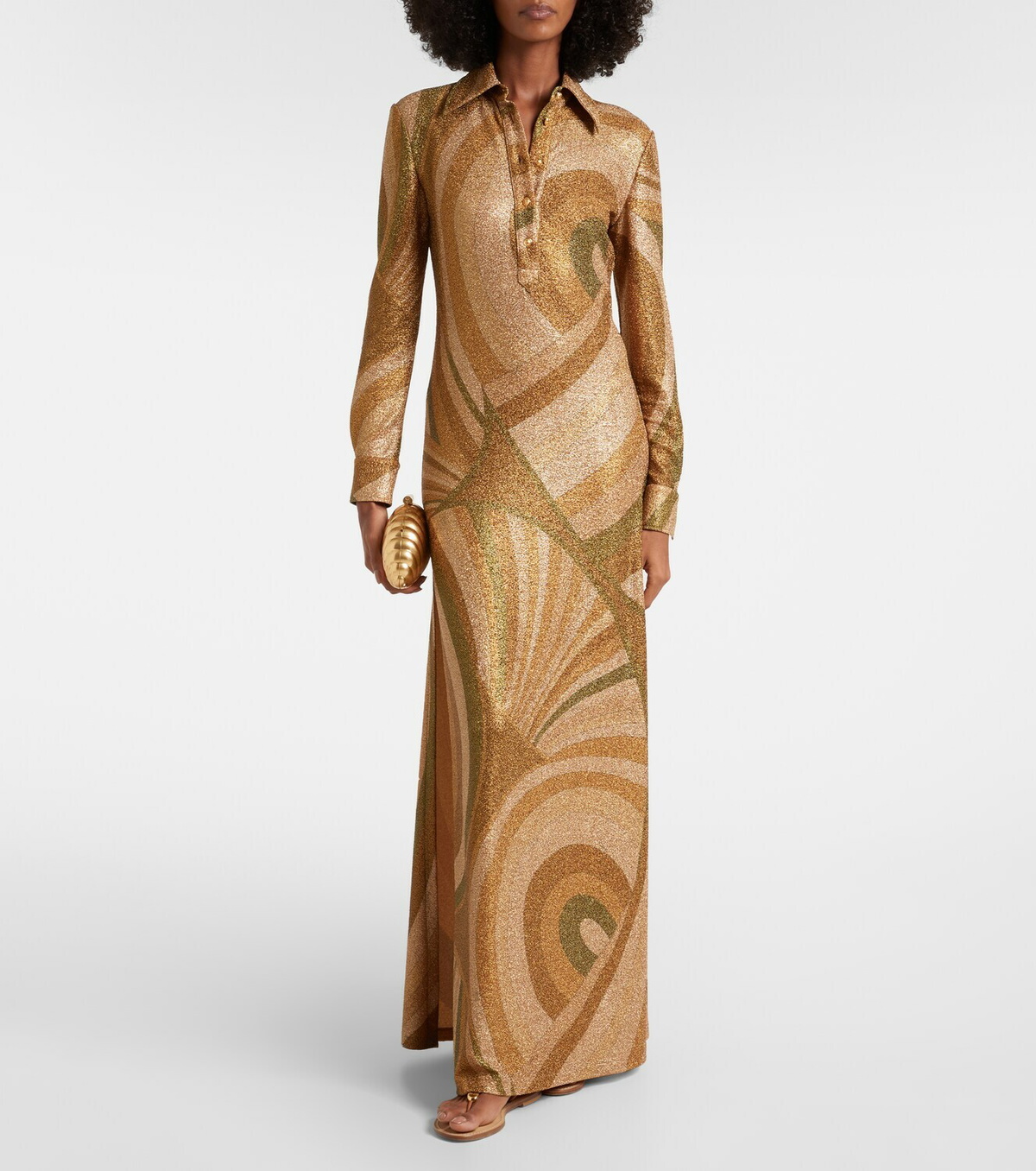emilio pucci gold dress Emilio Pucci // Yellow & Multicolour Printed Embellished Dress – VSP  Consignment main image 0