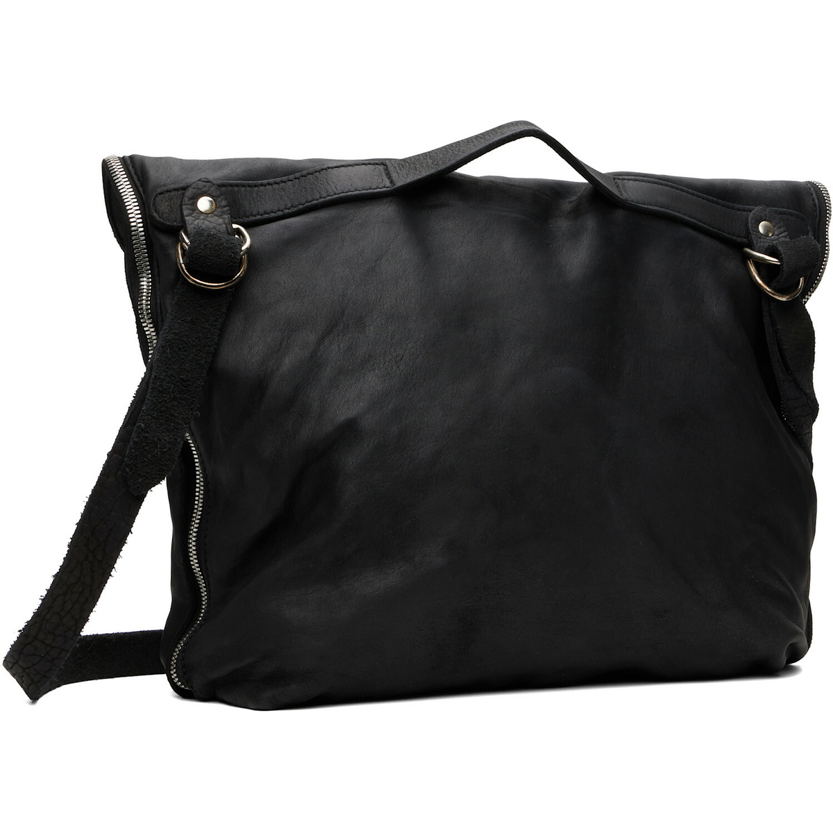 Guidi Black Leather Messenger Bag
