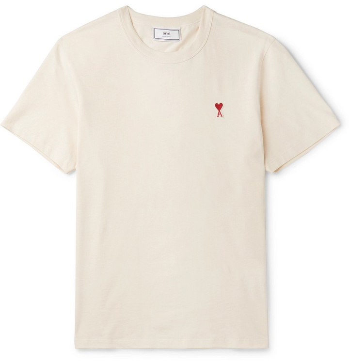 Photo: AMI - Logo-Appliquéd Cotton-Jersey T-Shirt - White